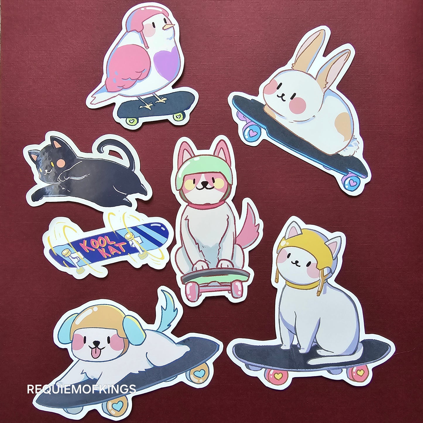 Skateboarding Animal Stickers